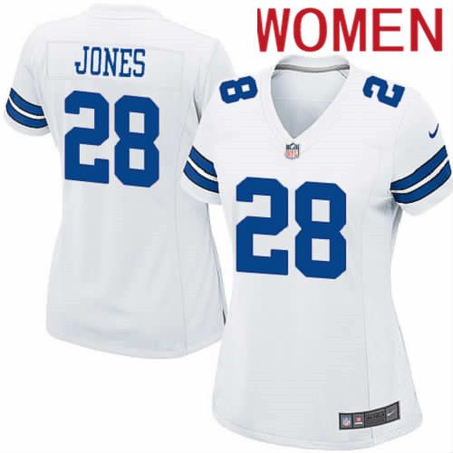 Women Dallas Cowboys 28 Felix Jones Nike White Team Game NFL Jersey